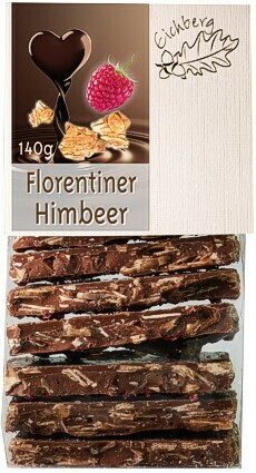 Bruchschokolade Florentiner-Himbeer 140g