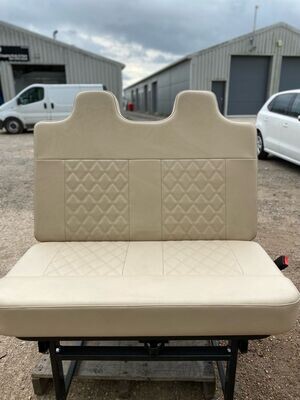 M1 Tested 3/4 Rock n Roll Bed in Luxury Cream Upholstery with Cream Cross Stitch