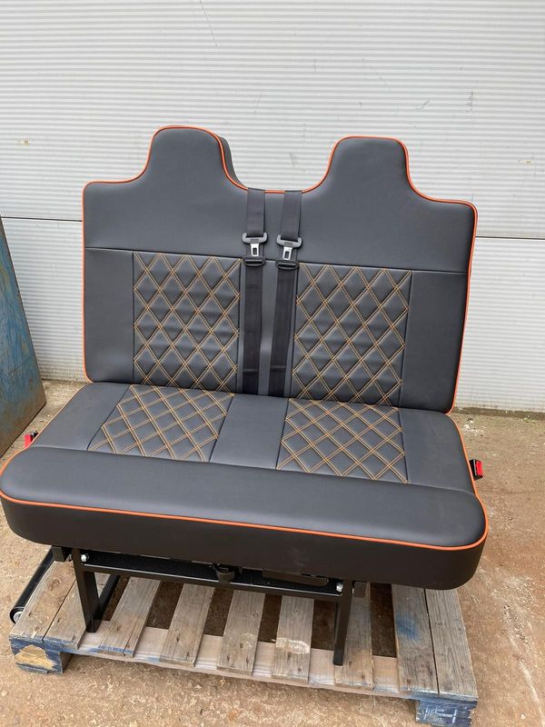 110cm 3/4 M1 Tested - Luxury Cushions, Black with Orange Stitch and Piping
