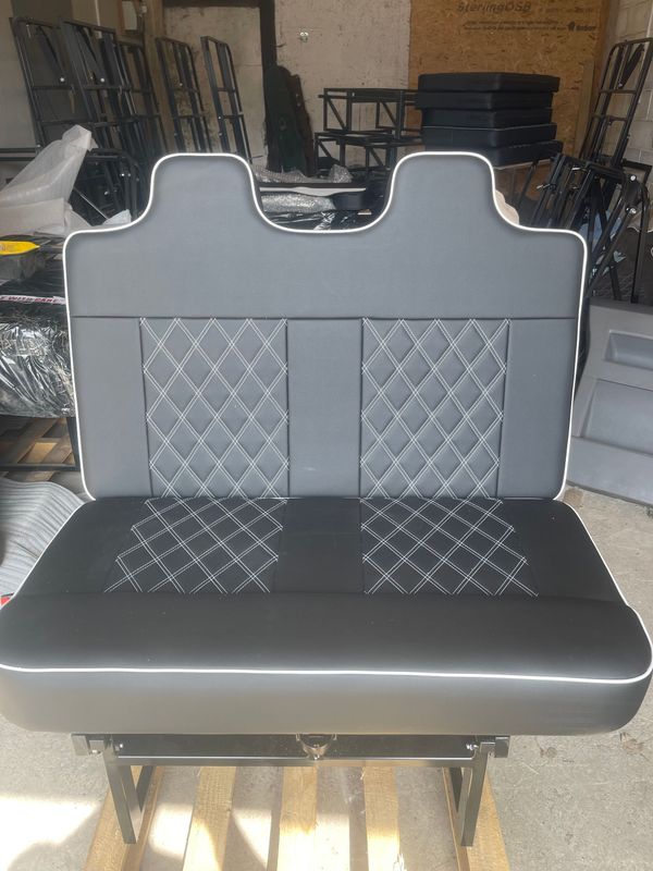 110cm 3/4 M1 Tested Bed, Black with White Cross Stitch and Piping