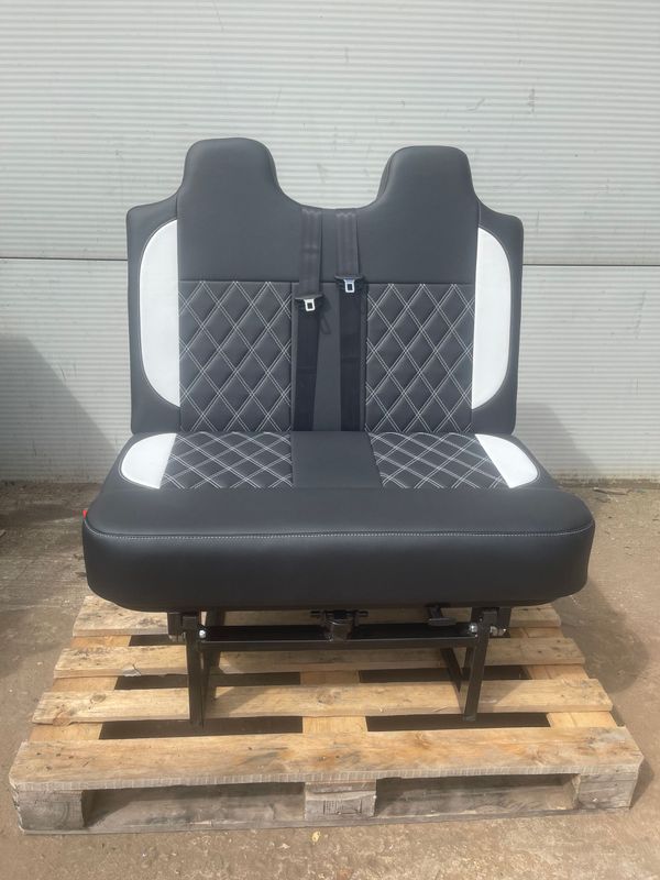 110cm 3/4 M1 Tested Bed, Black with White Cross Stitch and Side Panels