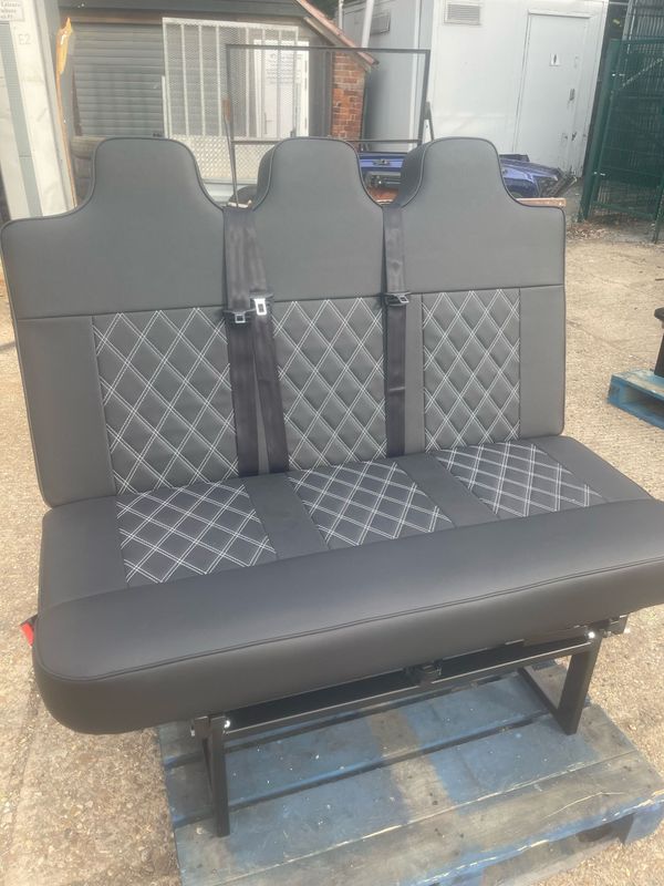 120cm 3 seat, Black with White Stitching