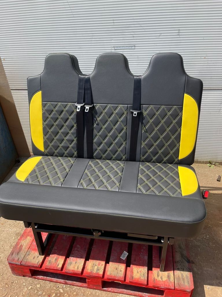 120cm 3 Seat, Black With Yellow Stitch And Side Panels