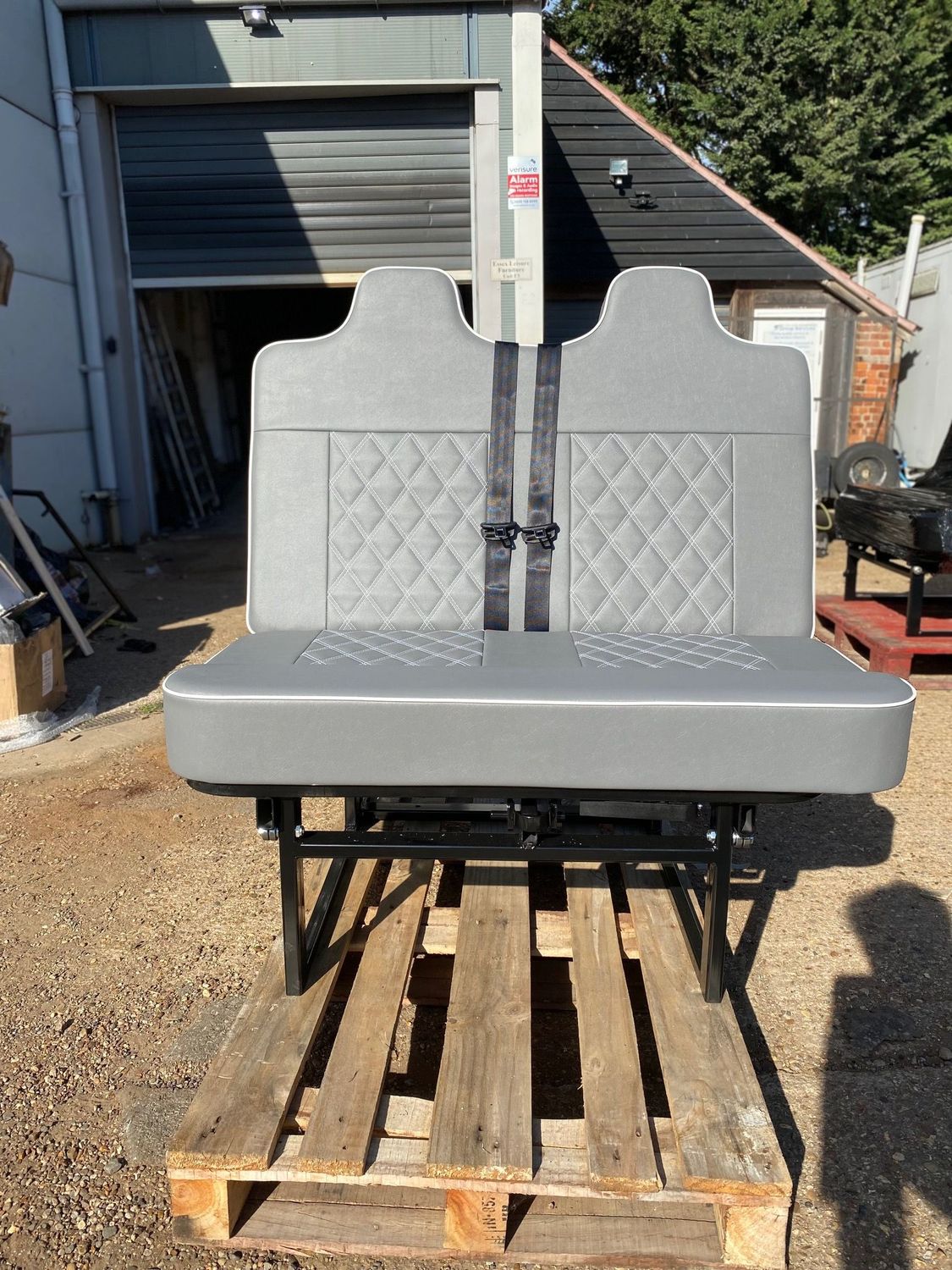 110cm 3/4 M1 Tested Bed, Grey with White Cross Stitch and Piping