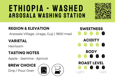 Ethiopia Grade 1 - Washed |
Arsosala Washing Station