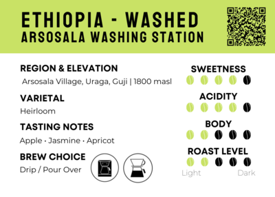 Wholesale - Ethiopia Grade 1 - Washed | Arsosala Washing Station