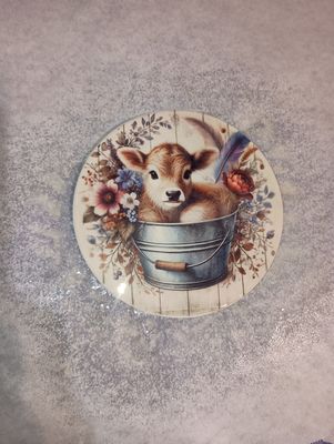 Cow in a Bucket Ceramic Coaster