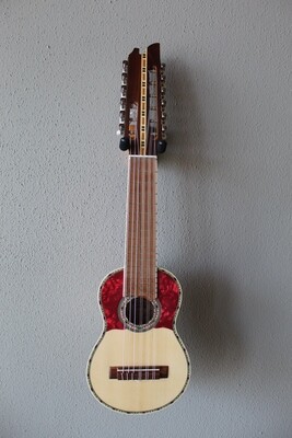 Villela V8VA Soprano Guitar - Charango Size - With Strap - Red