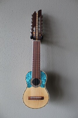 Villela V8VA Soprano Guitar - Charango Size - With Strap - Blue