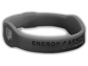 Energy Armor Negative Ion Energy Band -- Metallic silver with black lettering