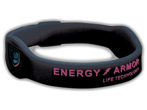 Energy Armor Negative Ion Energy Band - Black with pink lettering