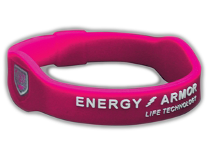 Energy Armor Negative Ion Energy Band - Pink with white lettering