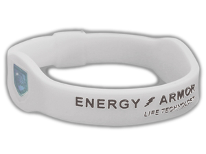 Energy Armor Negative Ion Energy Band - White with silver lettering