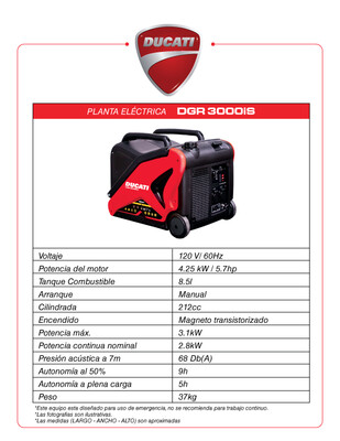 Ducati - 3 kW planta electrica portatil inverter