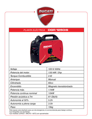 Ducati - 1 kW planta electrica portatil inverter