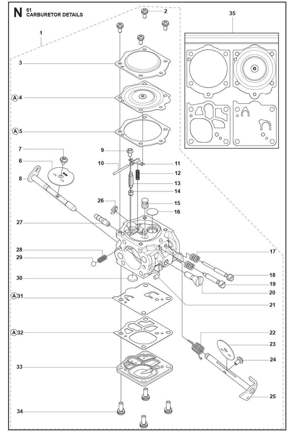 Repuesto Motosierra 61 Empaque de Carburador Husqvarna