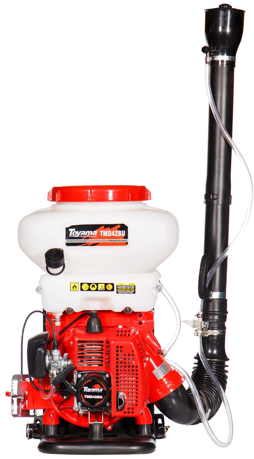 Fumigadora Atomizadora de espalda con motor a gasolina 2.4 hp 2 tiempos tipo cañón capacidad 14 litros