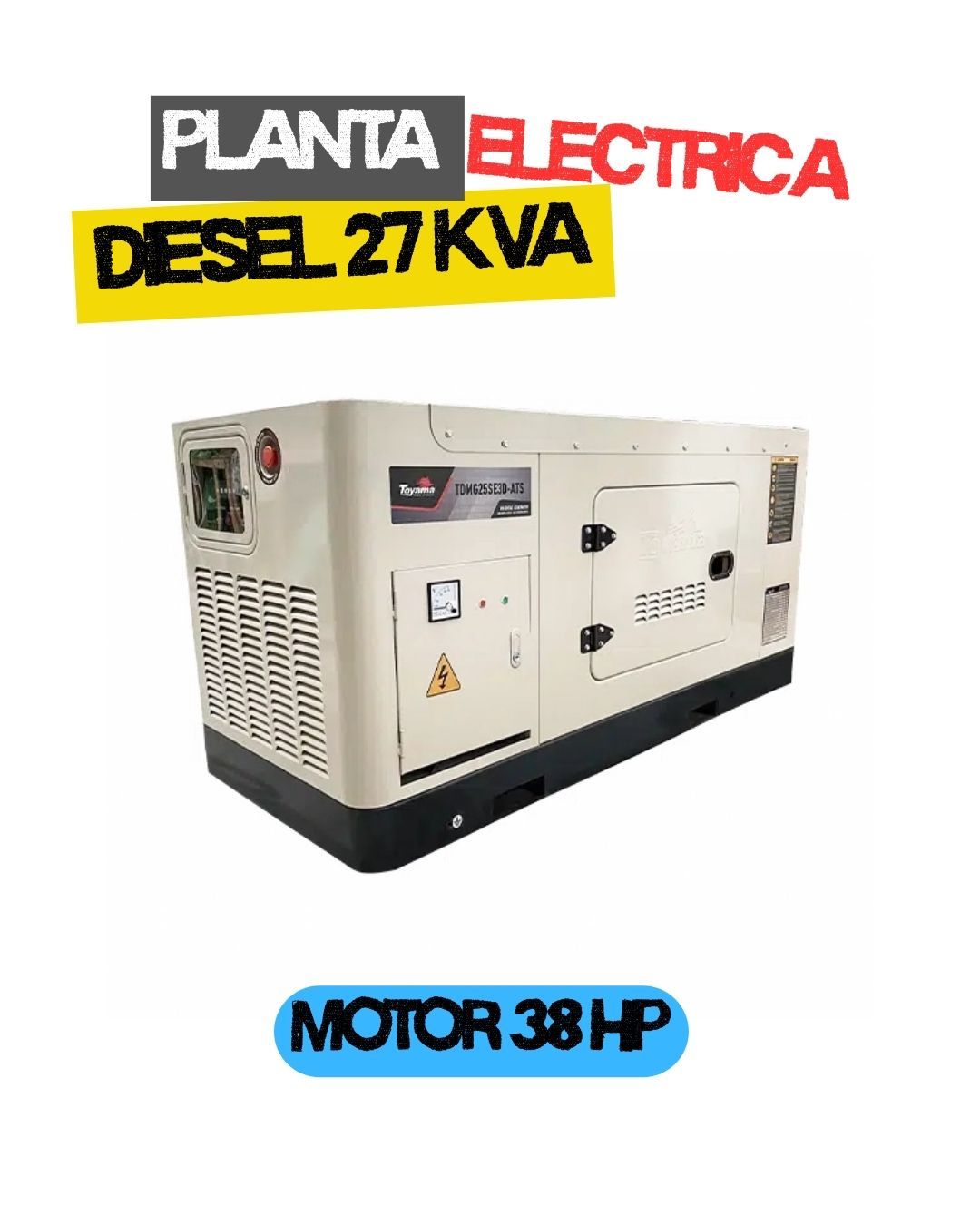 Planta Electrica Diesel 20 kW 25 kVA 115/230V 3F Toyama Silenciosa Cabinada con Tablero de Transferencia Incorporado