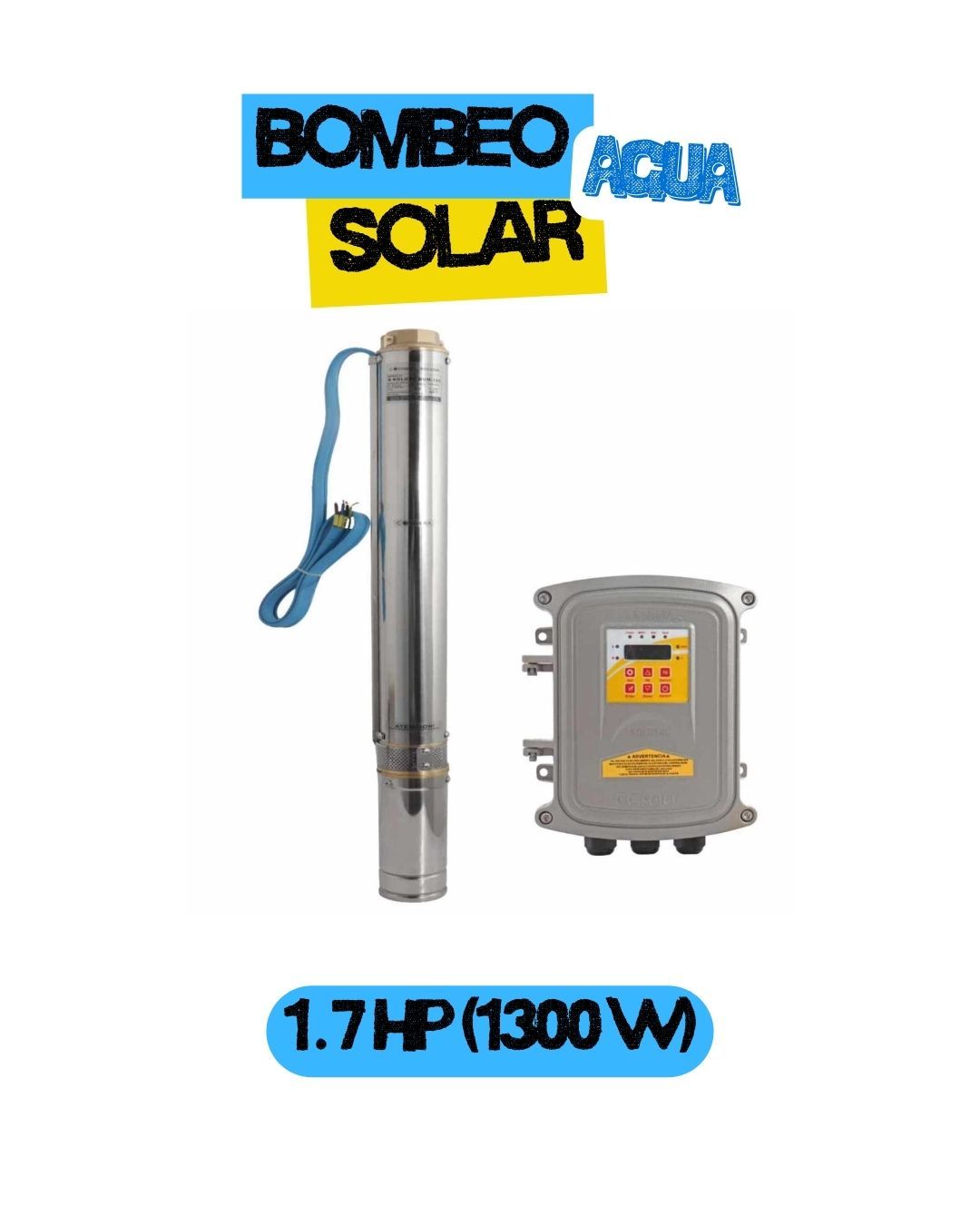 Electrobomba sumergible solar 1.7 hp tipo lapicero
