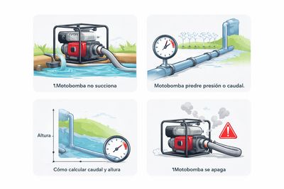 ¿Cómo calcular caudal y altura en una motobomba?