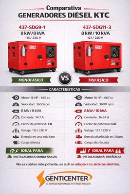 Planta Electrica Diesel 10 kVA 110/220V 3F 26 Amp KTC Silenciosa Cabinada