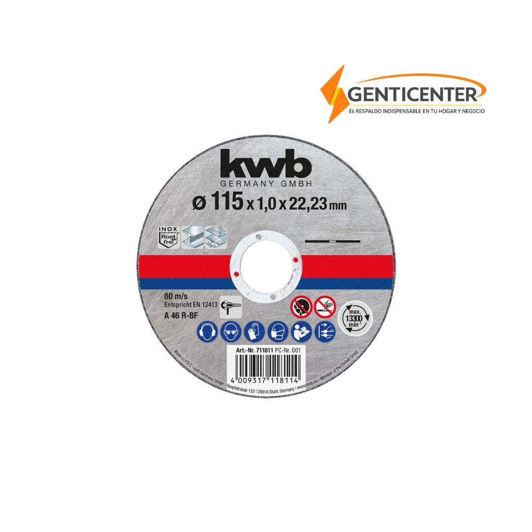 Disco corte metal 4 1/2  Acero Inox. 1 mm Extra Fino - Pulidora 4 1/2 pulgadas