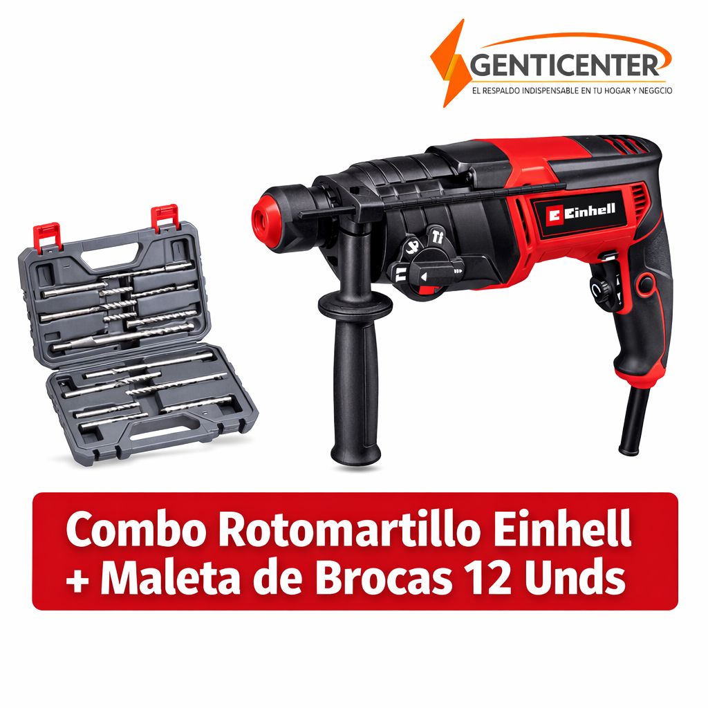Combo Rotomartillo Einhell TC-RH 800 + Maleta de brocas 12 unds
