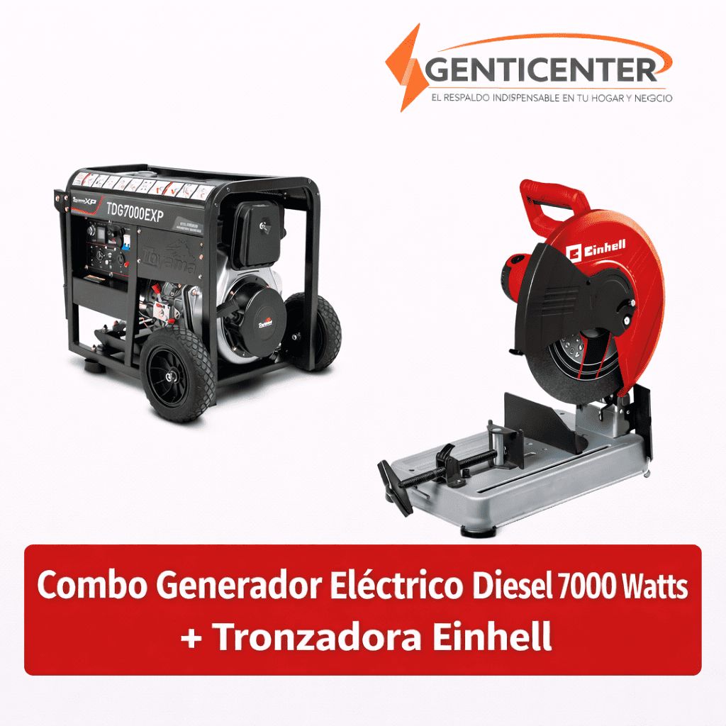 Generador Eléctrico Diesel 6000 Watts + Tronzadora + Disco Combo Profesional II