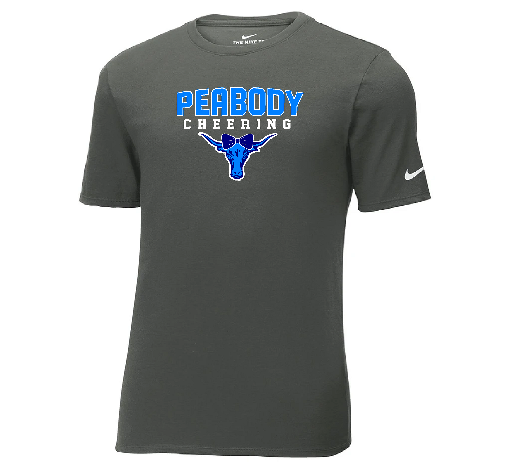 Adult Unisex Nike Brand Core Cotton Tee W/ Peabody Cheer Logo Center Chest