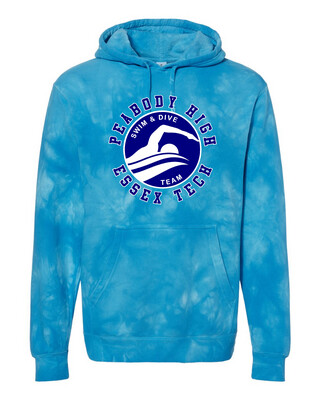 Independent Brand Peabody High School / Essex Tech Swim & Dive Team Tie Dye Hooded Sweatshirt