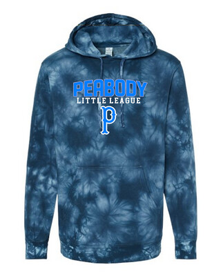 Independent Brand Peabody Little League Baseball Tie Dye Hooded Sweatshirt