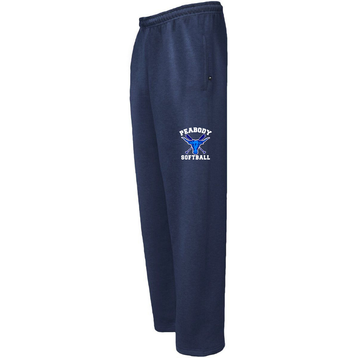 Pennant Brand Peabody Softball Embroidered Open Bottom Sweatpants W/ Pocket