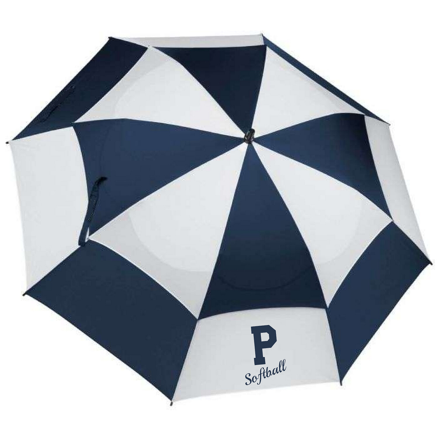 60" Navy Blue & White Peabody Softball Golf Umbrella