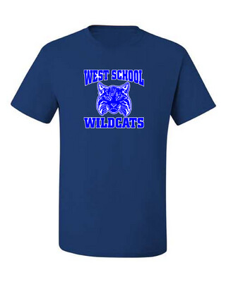 Royal Blue Unisex Youth & Adult West Memorial 50/50 Cotton Polyester Dri Blend G&G Tee