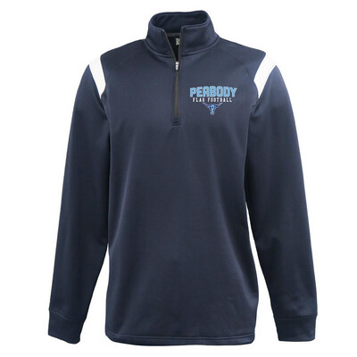 Embroidered Pennant Brand Raider Peabody High Flag Football 1/4 Zip Fleece Sweatshirt