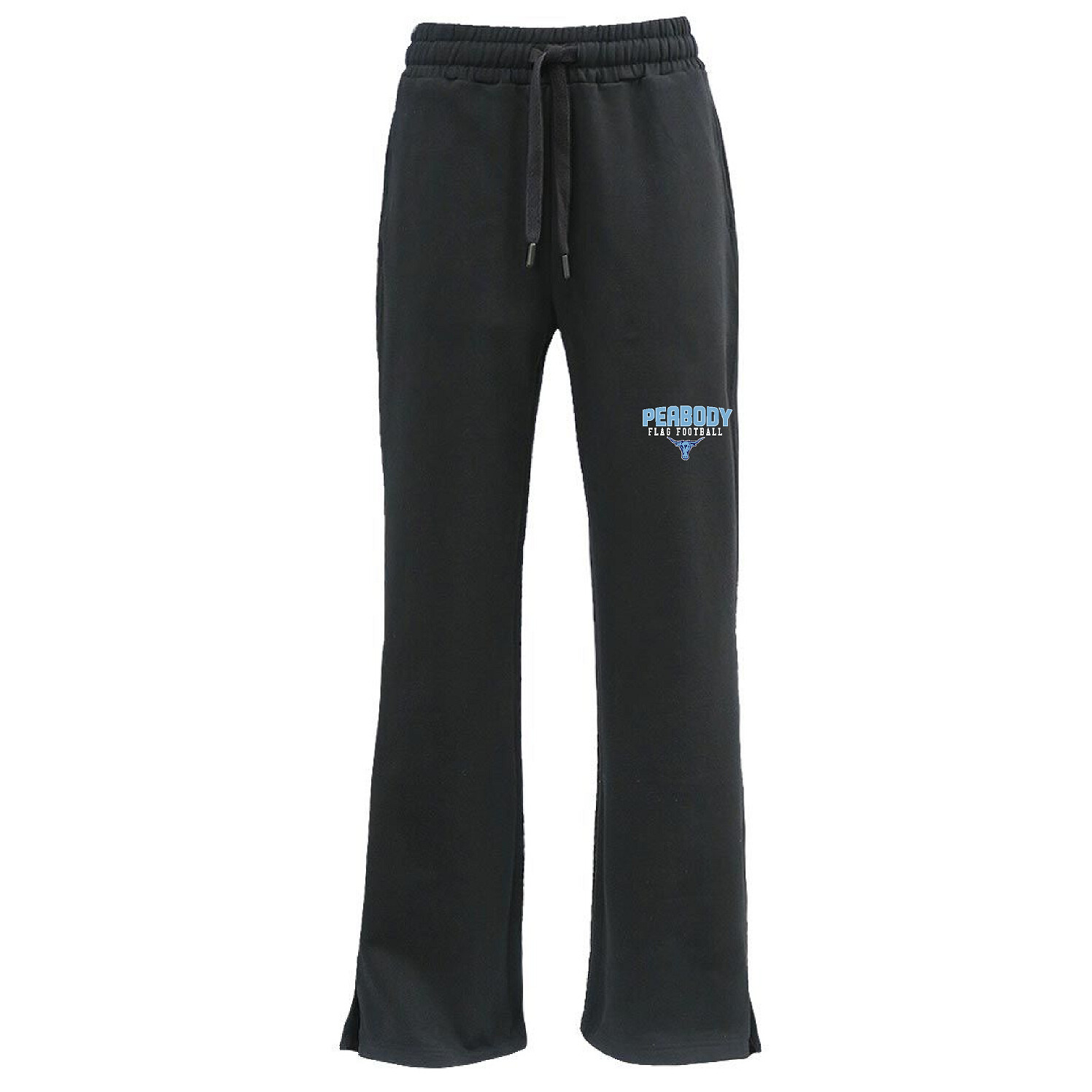Women's Embroidered Pennant Brand Peabody High Flag Football Flare Sweatpants W/ Pocket