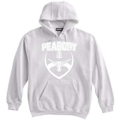 WHITE OUT - Pennant Brand 10oz Peabody High Football Hooded Sweatshirt