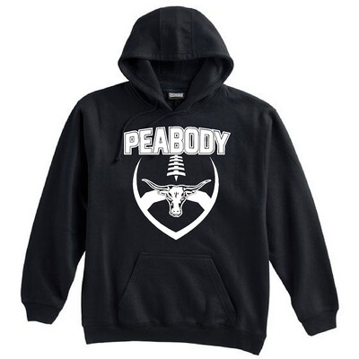BLACK & WHITE - Pennant Brand 10oz Peabody High Football Hooded Sweatshirt