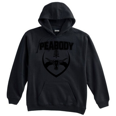 BLACK OUT - Pennant Brand 10oz Peabody High Footbsll Hooded Sweatshirt
