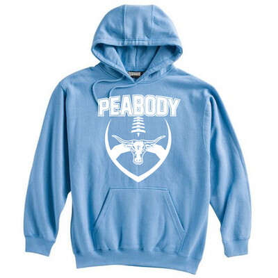 CAROLINA & WHITE - Pennant Brand 10oz Peabody High Football Hooded Sweatshirt