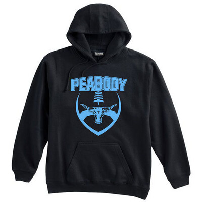 BLACK & CAROLINA - Pennant Brand 10oz Peabody High Football Hooded Sweatshirt