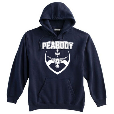 NAVY & WHITE - Pennant Brand 10oz Peabody High Football Hooded Sweatshirt