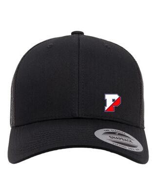 Snapback Adjustable Trucker Mesh Back Cap W/ Embroidered PWLL Small Side Logo - Black