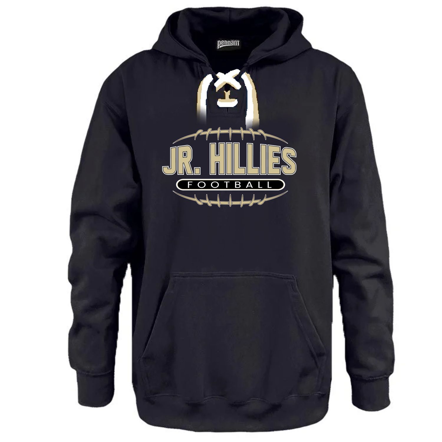 Haverhill Jr. Hillies Football Pennant Brand 9.5oz Face Off Hooded Sweatshirt 2.0