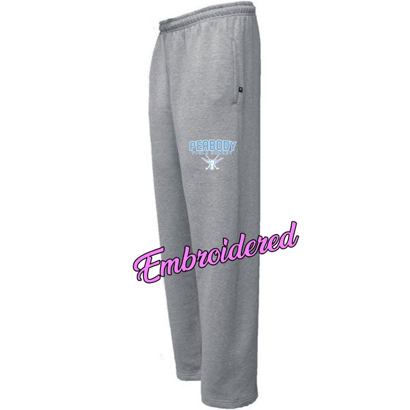 Embroidered Pennant Brand Peabody Field Hockey Open Bottom Sweatpants W/ Pocket