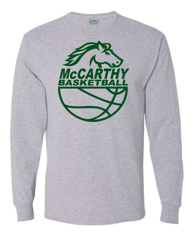 Unisex Adult 50/50 Dri-Power McCarthy PEBL Basketball Student Long Sleeve T-Shirt