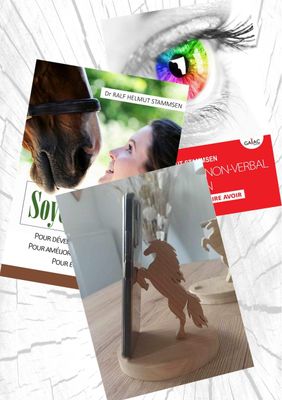 NOUVEAU ! Pack 1 support téléphonique cheval + 2 livres "Soyez cheval" + "Du langage non-verbal à l'intuition" grand format