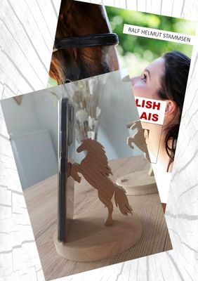 NEW ! Pack horse-themed wooden phone holder + 1 book "Be Horse" large format