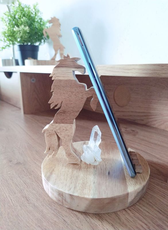 Support téléphonique cheval - Cristal de roche