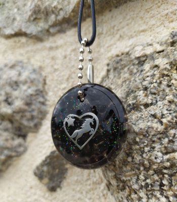 Collier Cheval - Obsidienne noire